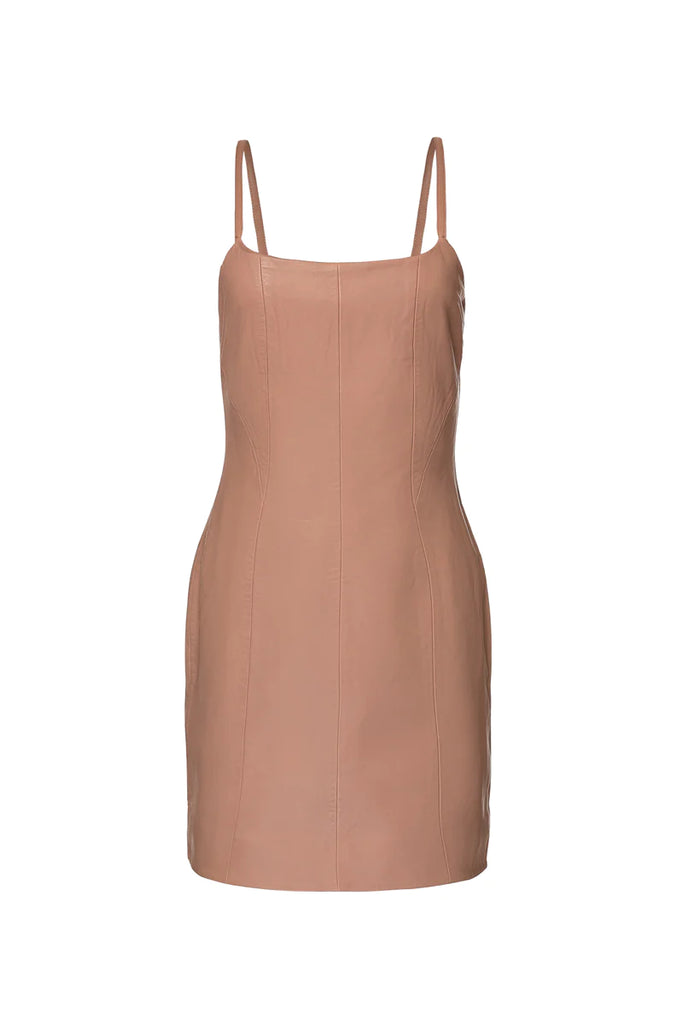 Leather Mini Dress - Blush Toffee