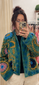Eden Velvet Jacket - AquaBlue Embroidered