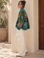 Eden Velvet Jacket - AquaBlue Embroidered