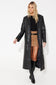 Raya - Faux Leather Trench Coat Black