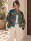 Eden Velvet Jacket Aqua Peach Embroidered
