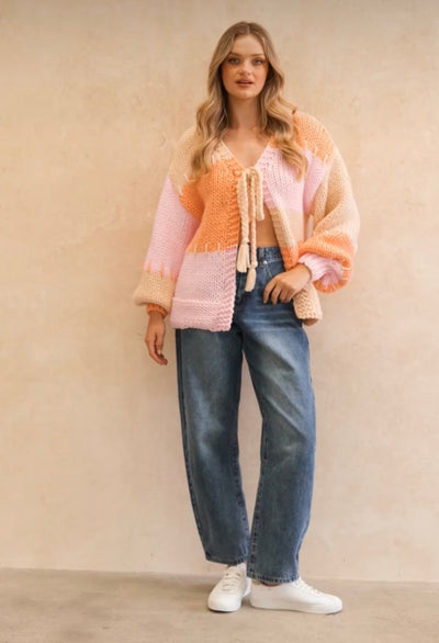 Orange Bliss Hand Knit Cardi