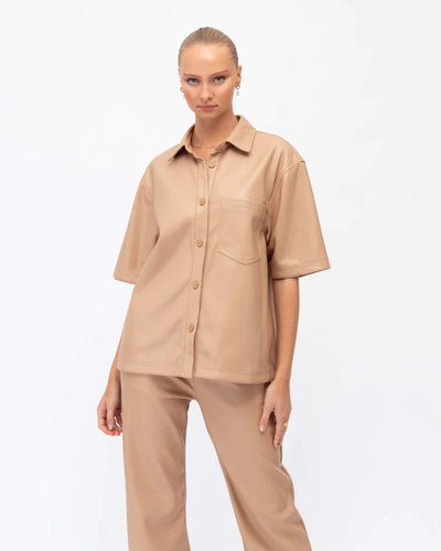 BARLOWE Faux Leather Shirt