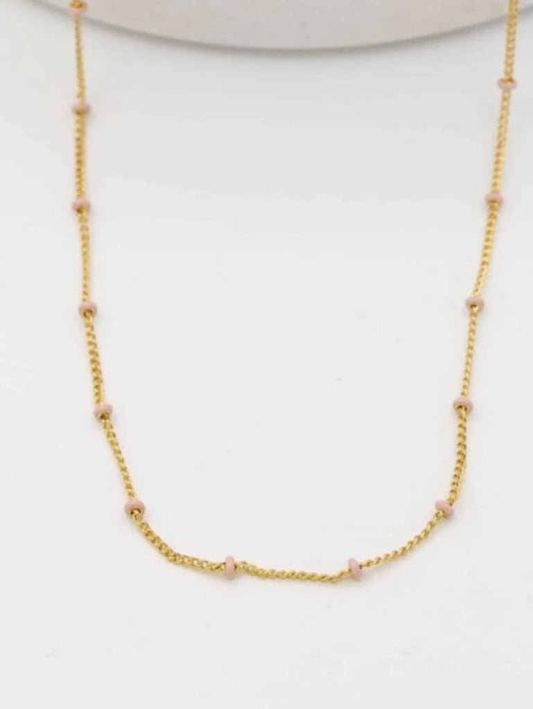 LAYER ME NECKLACE IN GOLD WITH BLUSH PINK