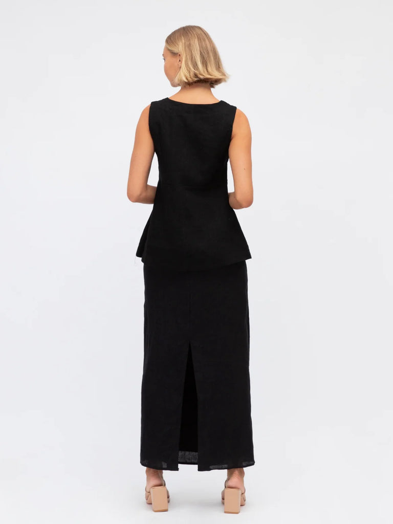 Goldie Linen Vest - black