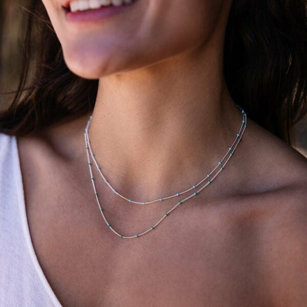 Layer Me Necklace in Silver with Paradise Blue