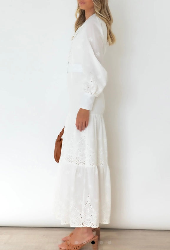 Heather Maxi Dress - White Anglaise