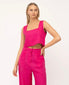 Briella Linen Crop - Hot Pink