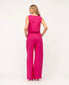 Briella Linen Crop - Hot Pink